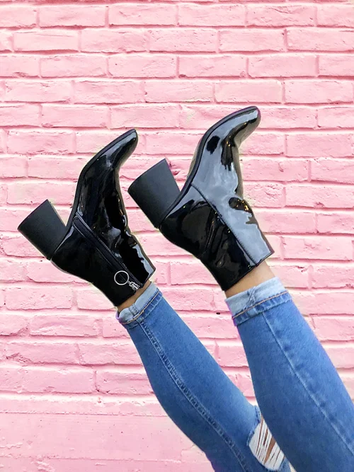 Patent leather boot best sale